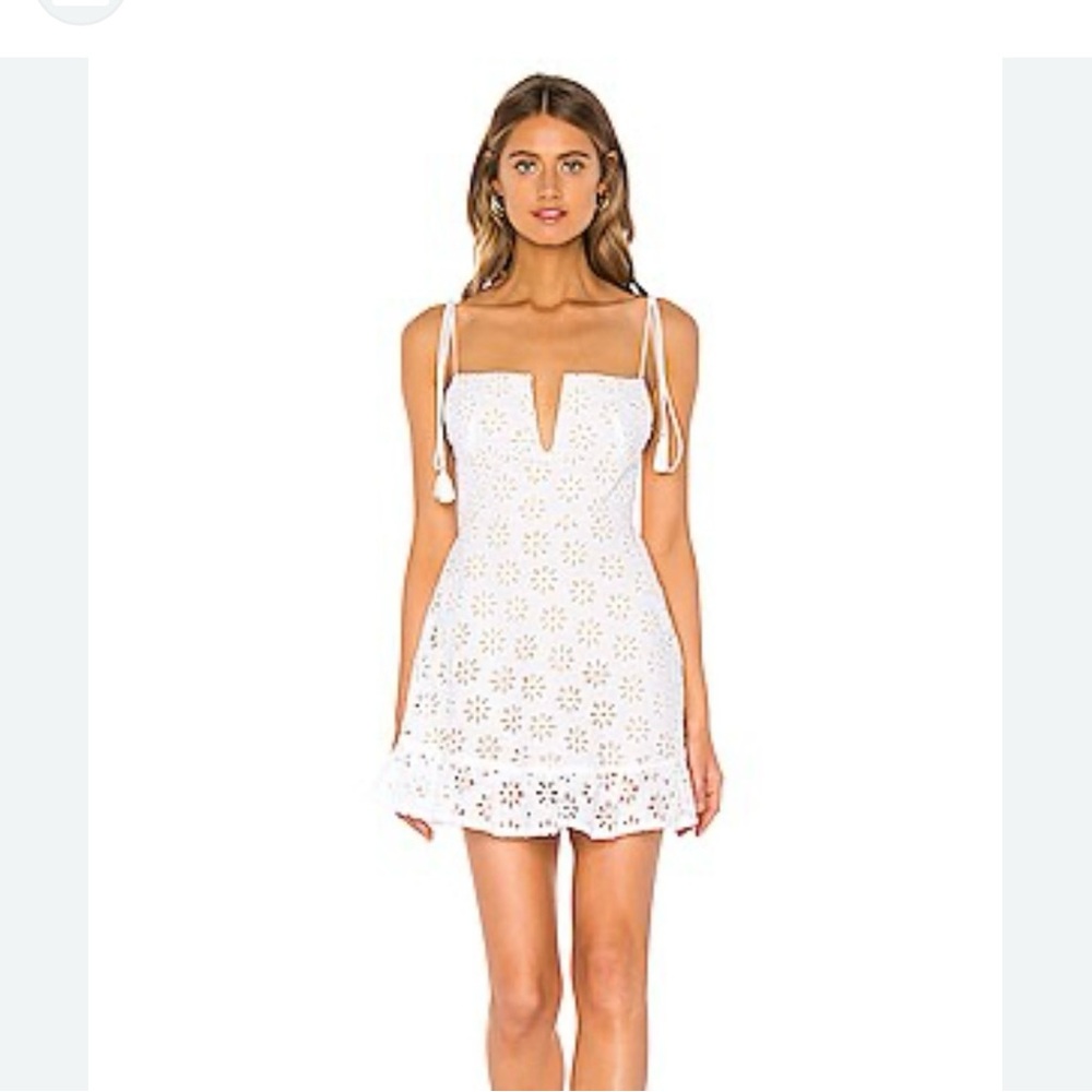 REVOLVE White Floral Eyelet Mini Dress